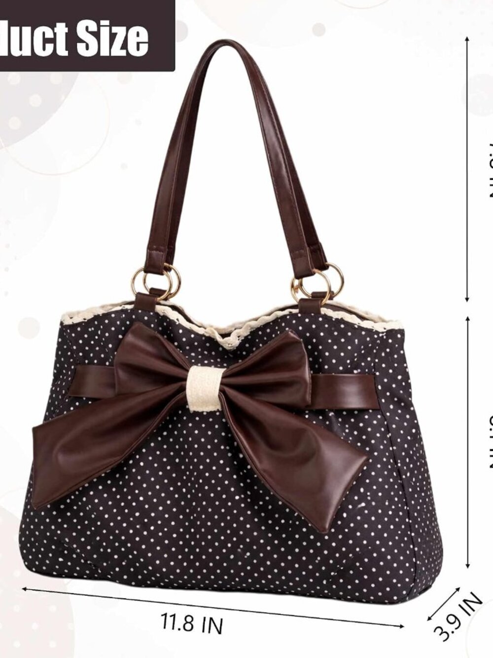 Polka Dot Tote Bag, Vintage Retro Purses for Women, Small Cute Shoulder Purse fo - Picture 4 of 9